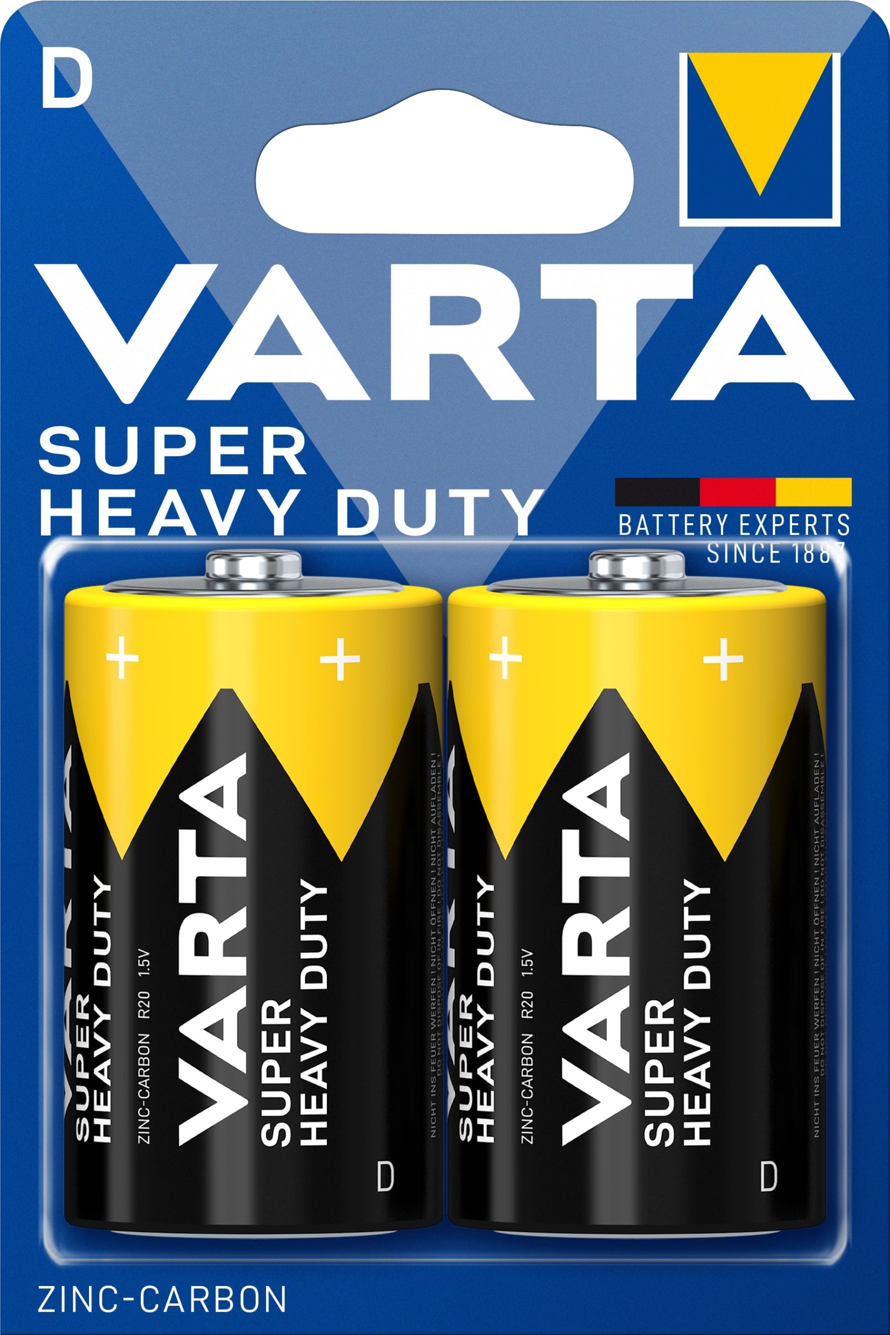 VARTA Super Heavy Duty Zinc Carbon D R20 Batteries Pack of 2 